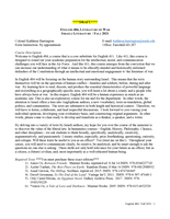 ENGLISH 484, LITERATURE OF WAR: ISRAELI LITERATURE