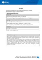 Post Graduate Program: Institutions, Security and the role of Religion