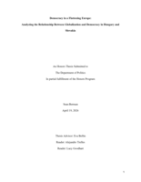 Democracy in a Flattening Europe: Analyzing the Relationship Between Globalization and Democracy in Hungary and Slovakia