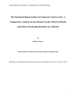 The Emotional Repercussions of Corporate Controversies: A Comparative Analysis on how Brand Loyalty, Word-of-Mouth, and Future Purchasing Decisions are Affected
