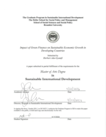Impact of Green Finance on Sustainable Economic Growth in  Developing Countries