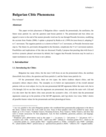 Bulgarian Clitic Phenomena