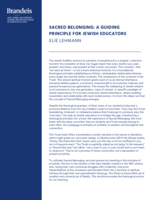 Sacred Belonging: A Guiding Principle for Jewish Educators
