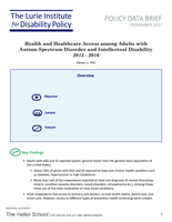Health and Healthcare Access among Adults with Autism Spectrum Disorder and Intellectual Disability: 2015-16