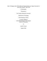 Men of Prestige, Men of Toil: Elite and Popular Revolt over Higher Education in Rural New England, 1866-1895